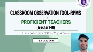 Classroom Observation Tools-RPMS for Proficient Teachers (T I-III)