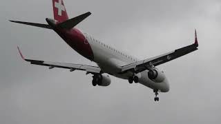 Helvetic Airways Embraer E195 landing at Zurich Airport