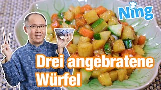 Nings drei angebratene Würfel #Kartoffel #Möhre #Gurke