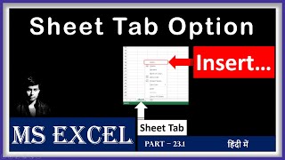 How to use Insert option of Sheet Tab in MS Excel | Sheet Tab Options in Excel | Part 23.1 | Hindi