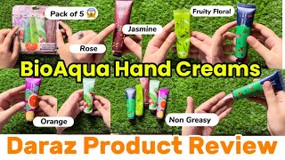 Daraz Product Review | BioAqua Hand Creams Pack Of 5 | Plant Fragrance Cream Set 🌱 | 5 Amazing Tubes