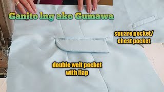 How to Sew Double welt Pocket with Flap at Chest pocket (easy way)