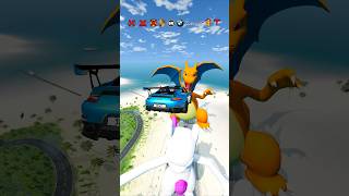 Multiple Cars VS Pokemon 🚗 😂 | BeamNG.drive  #shorts #beamng #beamngdrive