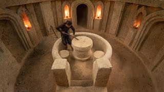 Girl Build The MOst Amazing Underground Shelter with a Lovely Sitting Area