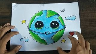 How to make Earth Easy Earth with Colouring for kids - Naman Art School