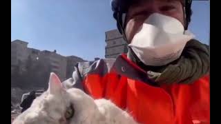 This man rescued a cat from the wreckage on the 10th day of earthquake, & moved to tears #shorts