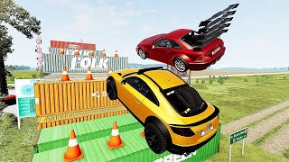 Cars Vs 100 Mega Container Jump Parkour - Speed Car Crash - BeamNG Drive #8