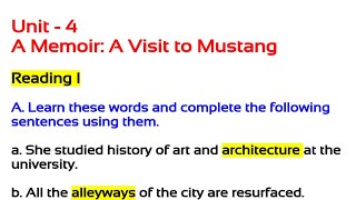 Class 8 English unit 4 | A vist to mustang lesson 4 full exercise | English guide 2080