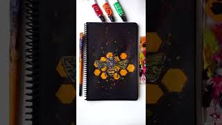 Akrilik Boya- Guaj Boya - Çizim Teknikleri- Siyah Defter Serisi -Arı #art #shorts #tiktokart #draw