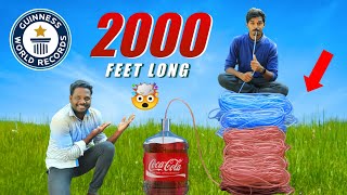 Guinness World Record 🥰 Longest Straw Ever | 2000 FT தூரத்தில் இருந்து Coca Cola குடிக்க முடியுமா