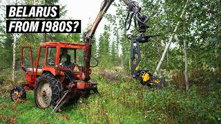 TMK 150-H on an Old Belarus 525 with Tractor Crane + Quick Interview