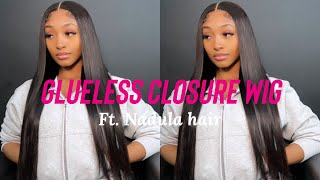 *MUST HAVE* GLUELESS CLOSURE WIG INSTALL | FT. NADULA HAIR