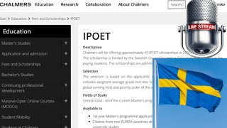 Chalmers IPOET Scholarships 2022/2023 for International Students – Sweden