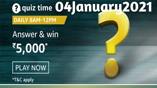 Amazon Live Quiz Answers Today 04January2021.win 5000/Amazon pay balance