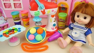 Baby doll play doh and candy maker play Doli house