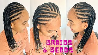 TEEN GIRLS BRAIDED HAIRSTYLE / FEED IN CORNROWS & BEADS