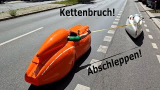 Velomobil Abschleppen nach Kettenriss