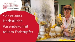 Herbstliche Vasendeko mit tollem Farbtupfer | DIY Dekoidee von Wohnen & Schenken - Christa Wagner