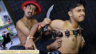 He Takes Indian Massage to a New Level | Shooting Head Massage by Cowboy Barber | Neck Cracking ASMR