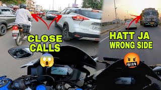 Close calls 😱| Aaj ka evening ride huwa problem | full traffic 🚦 riding | Accelerator wire problem