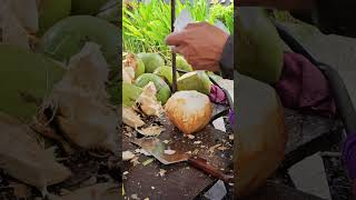 Sweet and cool coconut cutting skills. #satisfying #coconut #shorts #cool