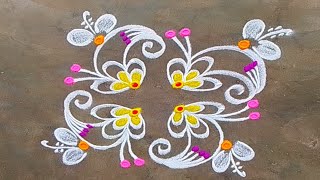 4x2 dots simple rangoli designs|daily rangoli|tuesday rangoli|small kolam