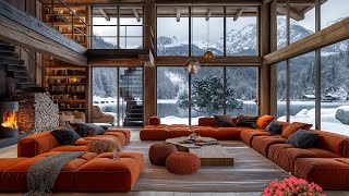 Relaxing Fireplace and Winter Ambience 🔥 Snowy Cabin Jazz Vibes for Comfort, Calm & Deep Relaxation