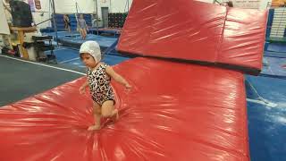 Alaia playing on the big trampoline!