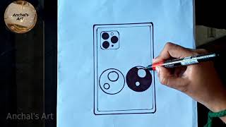 iPhone drawing/how to draw an iPhone for kids//pencil drawing/Anchal's Art//drawing for kids //easy