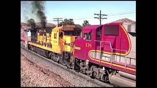 Two East Bound Santa Fe Trains at Tehachapi Tunnel 9 on November 4, 1990