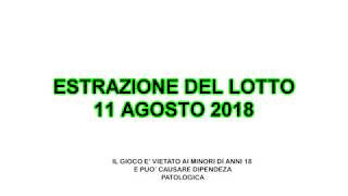 Estrazione Gioco del LOTTO 11 Agosto 2018