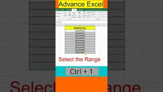 #shorts | How To Add 91 in Contact Number in Excel | Add 91 Before Mobile Number in Excel | #excel