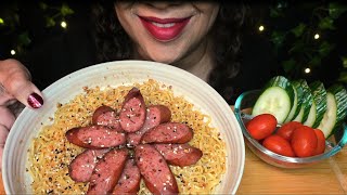 Indomie Mi Goreng Noodles and Sausage ASMR | Eating Sounds | No Talking | ASMR Eating Show