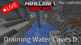 *LIVE* Hardcore Minecraft (Day 1690) - #55 Draining Water Caves