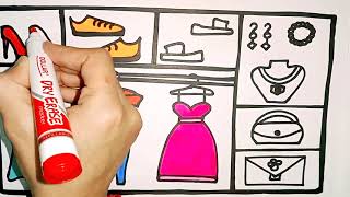 How To Draw a Doll Wardrobe|| Drawing And Coloring|| Awesome Drawing Clips|| Drawing ||