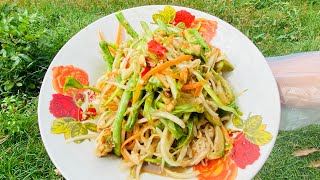 How to make Papaya salad with Kdam Srae, it’s special for people live in countryside