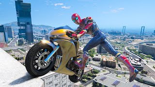 GTA 5 Water Slides | Spider-Shark vs SPIDERMAN Jumps/Fails (Ragdolls & Funny Moments)