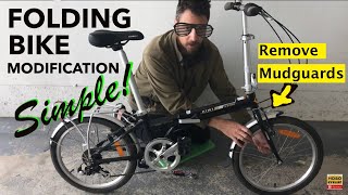 Simple folding bike modification - remove mudguards, fenders - folding bike workshop