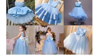 Most beautiful light blue Birthday frocks / stylish and latest baby frocks