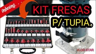 Kit Fresas para Tupia 35 Peças+Maleta de Alumínio.