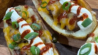 Grilled Steak Potato Skins using the New FYR Hot Sauces!