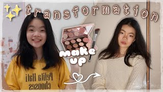 trying the 'CAT EYE' look |  MAKEUP TRANSFORMATION + hair & outfit