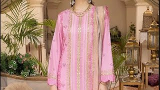 Charizma embroidered 3pcs stitched suit in baby pink colour