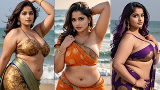 [4K] Beautiful Plus size Indian Model in Saree #ai #ai models 36