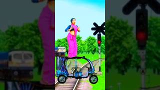 funny dance bhabi vs toto rickshaw stop the high-speed train #shortsfeed #youtubeshorts