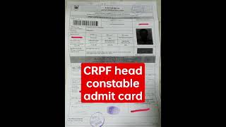 crpf head constable admit card #crpf #headconstable #admitcard #shorts #viral