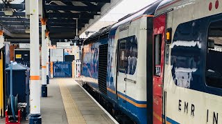 East Midlands railway power car 43047 starts up at Skegness with summer Saturday service to Derby