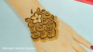 Hibiscus back hand mehndi design for beginners #simplemehndi #mehandi #easymehndi #mehndidesign