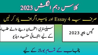 10th Class English Most Important Essay 2023 | Important Essay For 10th Class in English 2023