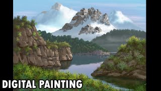 Landscape Painting using Krita and Huion Kamvas 13 / Digital Painting